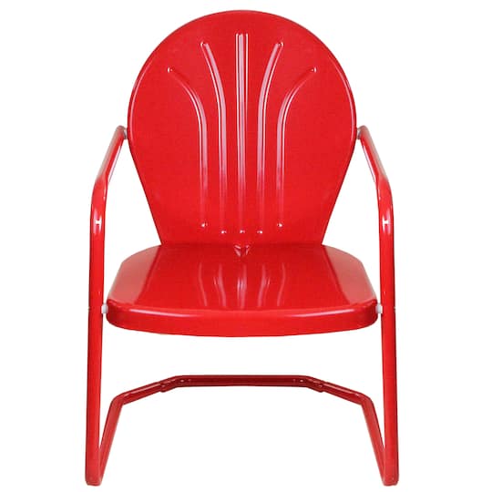 Red Outdoor Retro Metal Tulip Armchair